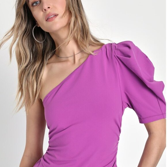 Free People size L Somethin' Bout You solid one sleeve bodysuit summer bloom - Picture 4 of 13